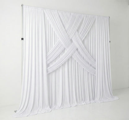 Pre-pleated drapery backdrop with pole pocket by True Backdrops, showcasing elegant fabric folds and a secure hanging design.