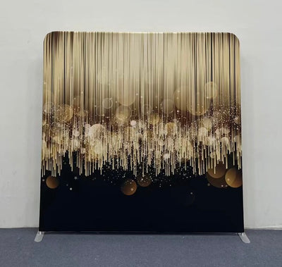 True Backdrops tension fabric frame with two double-sided fabric covers displayed, showcasing versatile photography backdrop options.