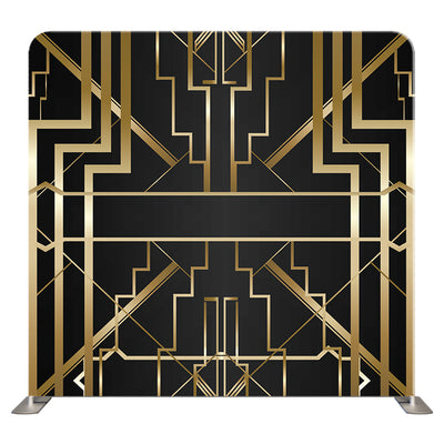 Black and gold Art Deco double-sided pillow cover backdrop with geometric patterns, perfect for stylish interior decor.