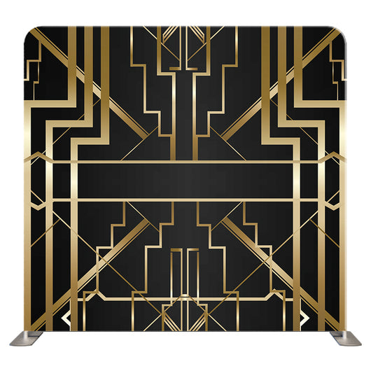 Black and gold Art Deco double-sided pillow cover backdrop with geometric patterns, perfect for stylish interior decor.