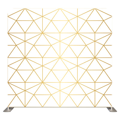 Double-sided pillow cover backdrop with golden geometric patterns, ideal for photography backdrops and home decor.