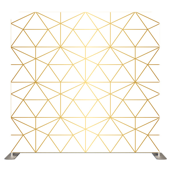 Double-sided pillow cover backdrop with gold geometric pattern, ideal for photography backgrounds and home decor.