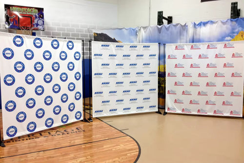 Custom pole pocket backdrop by True Backdrops, single or double-sided, featuring vibrant, seamless fabric for photography or events.