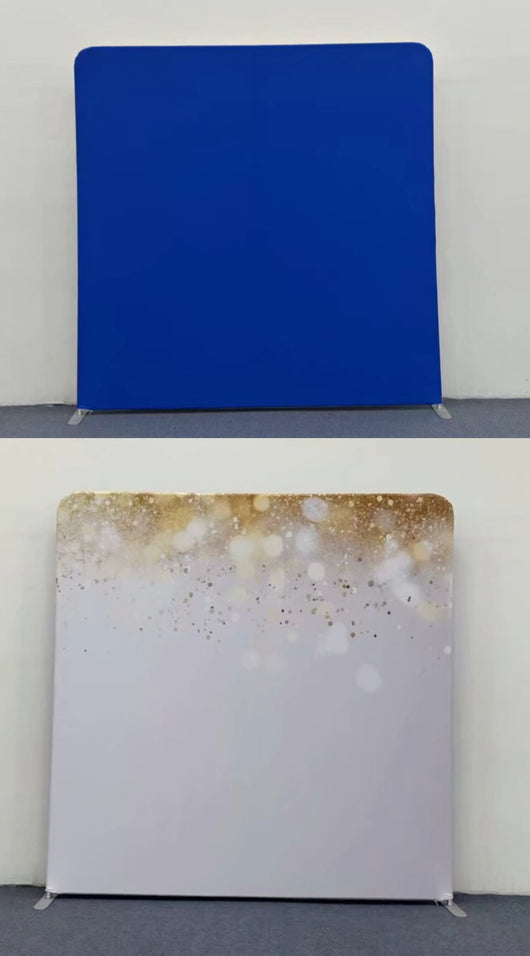 Double-Sided Backdrop Cover – Blue + Gold Sparkle (Ships Next Day) - True Backdrops