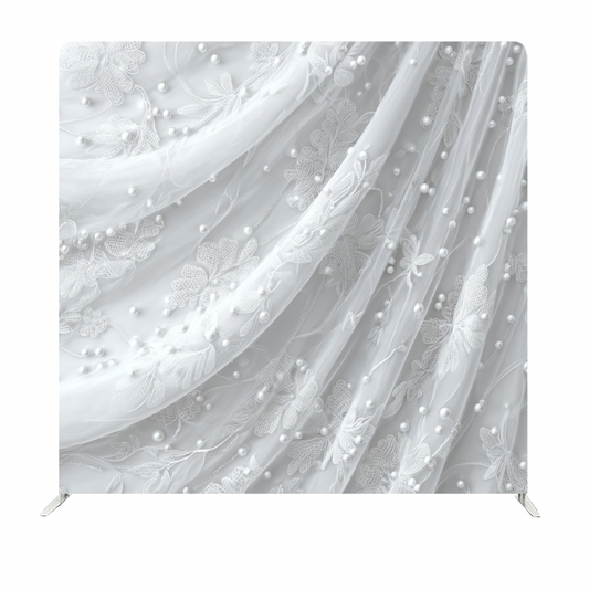 Pearl veil pillow cover backdrop featuring soft pearl details, perfect for elegant event or photoshoot decor.