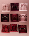 Valentine Bows double-sided pillowcover backdrop from True Backdrops with festive red and pink bow designs.