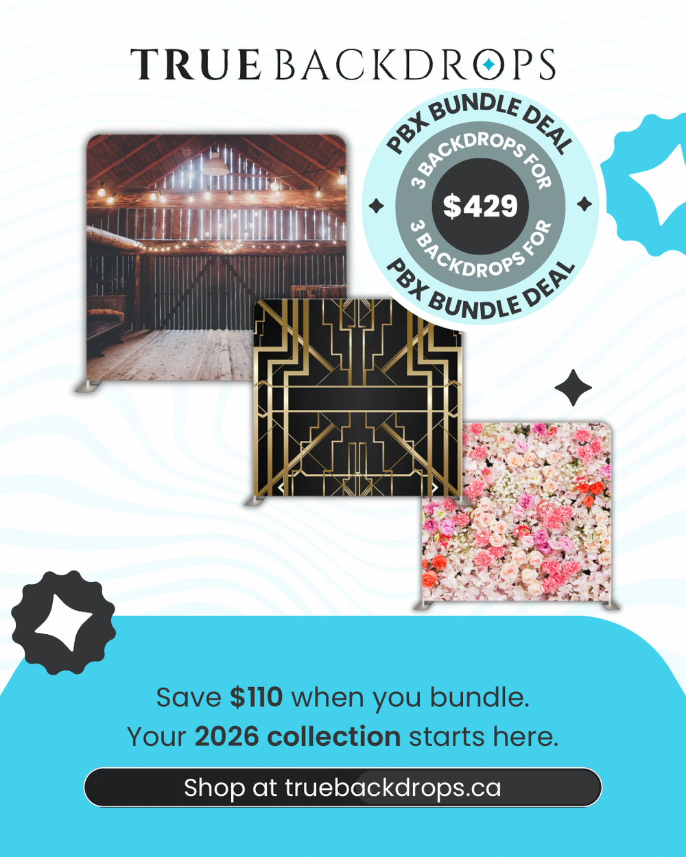 (PBX Deal) 3x Double-Sided Pillowcover Backdrops – Choose Your Own Design