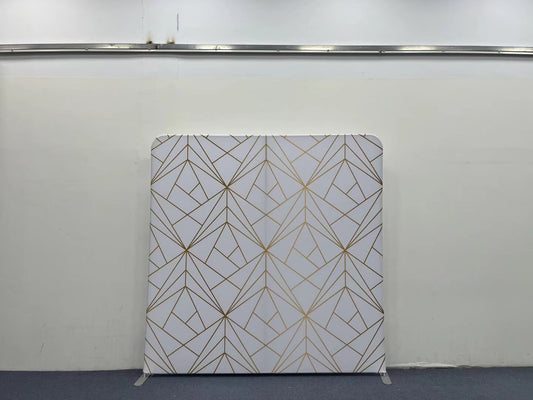 White and Gold Geometric  Pillow Cover Backdrop - True Backdrops