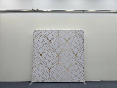 White and Gold Geometric  Pillow Cover Backdrop - True Backdrops