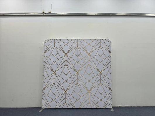 White and Gold Geometric  Pillow Cover Backdrop - True Backdrops
