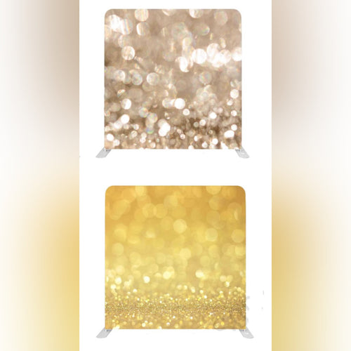 True Backdrops Champagne and 24K gold double-sided backdrop, elegant design, ready to ship for photography and event use.