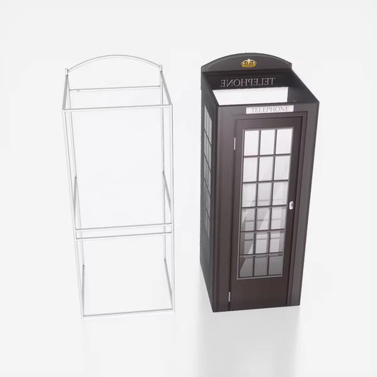Phone booth enclosure by True Backdrops featuring clear walls and modern design for private phone calls and quiet workspace.
