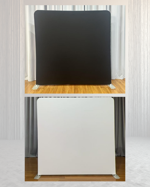 Black and white double-sided backdrop cover by True Backdrops, showing a versatile, professional photography background.