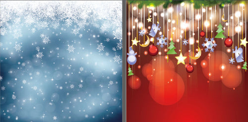 Frost and festive double-sided pillow cover backdrop by True Backdrops, featuring winter-themed designs on both sides.