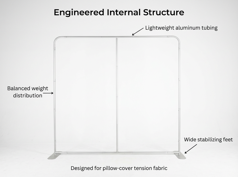 True Backdrops pillow cover backdrop frame only, metal support stand for photography backdrops, adjustable and lightweight.