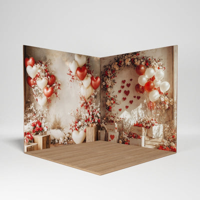 RecycledDisplay 8x8x8 premium 3D photo booth backdrop in a room scene for photography and event decoration.