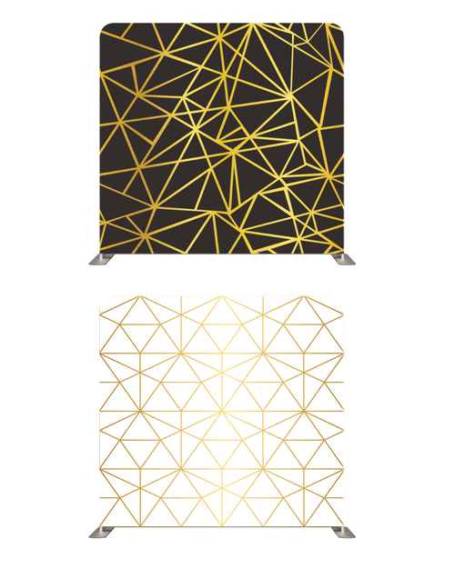 Golden Geometry double-sided pillow cover backdrop with intricate geometric patterns, perfect for stylish home decor.
