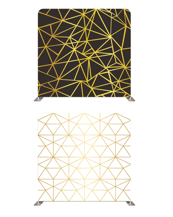 Golden Geometry double-sided pillow cover backdrop with intricate geometric patterns, perfect for stylish home decor.