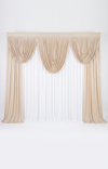 Pre-swagged drapery backdrop with pole pocket from True Backdrops, featuring soft fabric and easy hanging design.