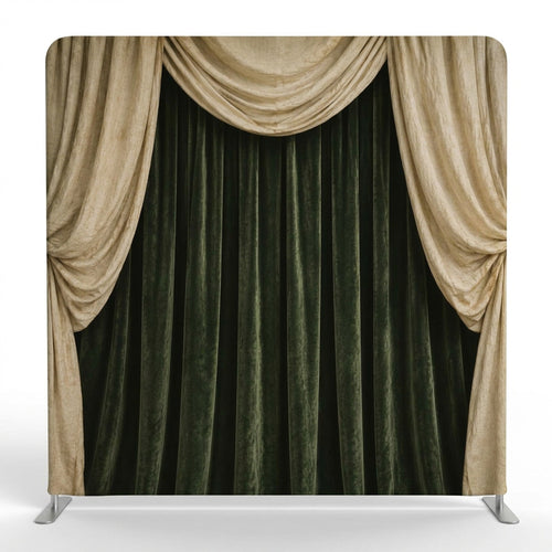 Cream and Forest Velvet Drapery Pillowcover Backdrop