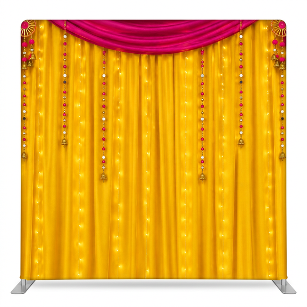 Diwali Drapery Pillowcover Backdrop by True Backdrops featuring colorful fabric drapery design for festive decor.