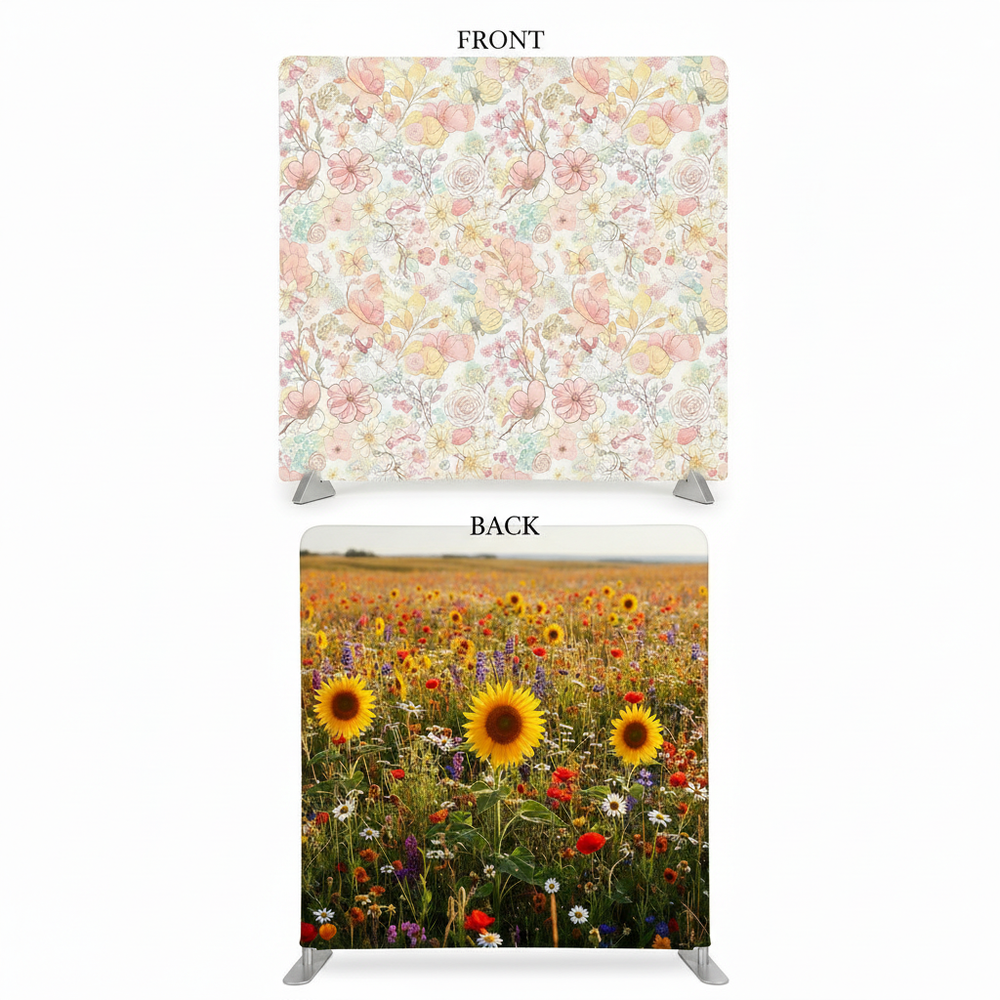 Apricot Wildflower Double-Sided Pillowcover Backdrop