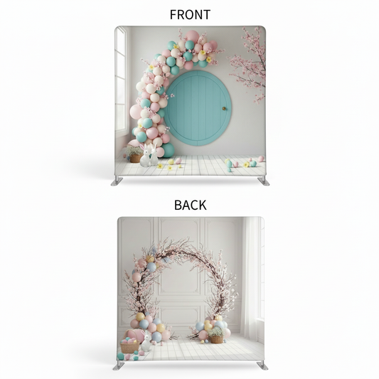 Pastel whimsical double-sided pillowcover backdrop by True Backdrops featuring a colorful, playful design.
