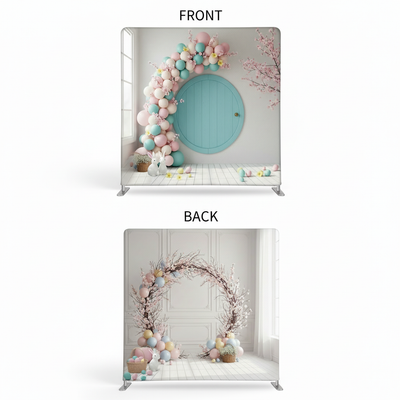Pastel whimsical double-sided pillowcover backdrop by True Backdrops featuring a colorful, playful design.