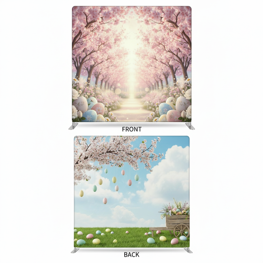 Whimsical pastel double-sided pillowcover backdrop by True Backdrops, featuring soft colors and a versatile design.