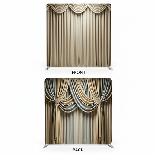 Ivory gilded double-sided backdrop pillowcover by True Backdrops, showcasing elegant fabric and detailed gilded accents.