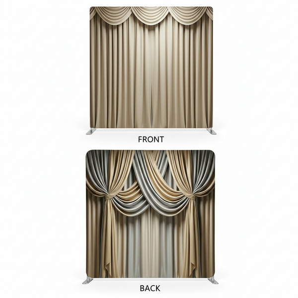 Ivory gilded double-sided backdrop pillowcover by True Backdrops, showcasing elegant fabric and detailed gilded accents.