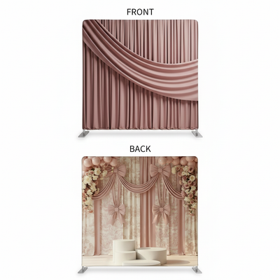 Antique blush double-sided pillowcover backdrop by True Backdrops featuring elegant, soft fabric with vintage-inspired design.
