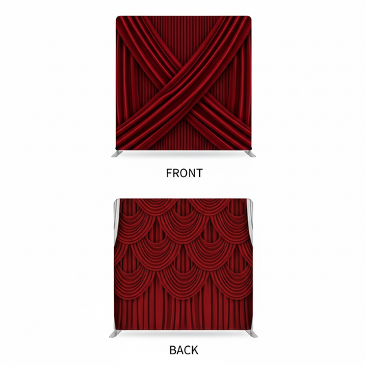 Double-sided Scarlet Crimson pillowcover backdrop from True Backdrops showing vibrant red fabric with stitched edges.