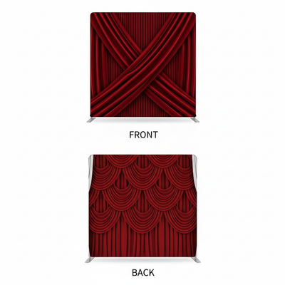 Double-sided Scarlet Crimson pillowcover backdrop from True Backdrops showing vibrant red fabric with stitched edges.