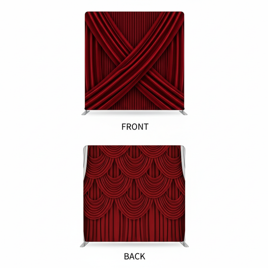 Double-sided Scarlet Crimson pillowcover backdrop from True Backdrops showing vibrant red fabric with stitched edges.