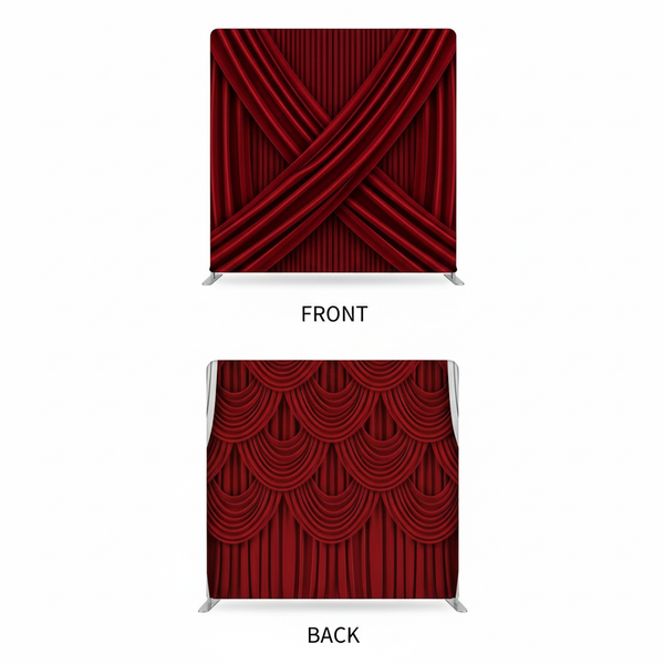 Double-sided Scarlet Crimson pillowcover backdrop from True Backdrops showing vibrant red fabric with stitched edges.