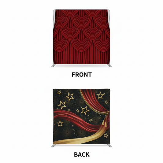 Crimson Stellar double-sided backdrop pillowcover by True Backdrops featuring vibrant red and starry design on both sides.