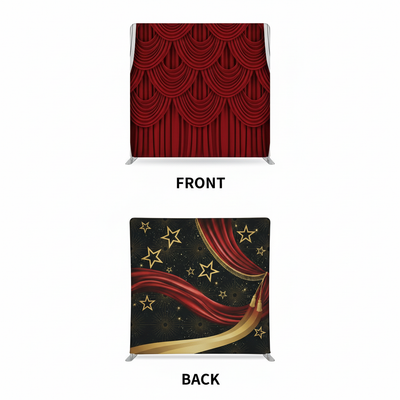 Crimson Stellar double-sided backdrop pillowcover by True Backdrops featuring vibrant red and starry design on both sides.