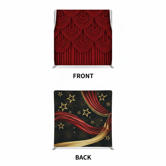 Crimson Stellar double-sided backdrop pillowcover by True Backdrops featuring vibrant red and starry design on both sides.