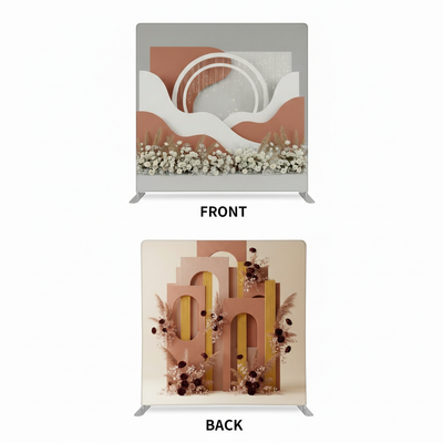 Double-sided desert gilded backdrop pillowcover from True Backdrops, featuring intricate gold designs on each side.