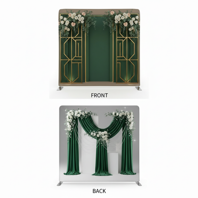 Emerald green double-sided pillowcover backdrop by True Backdrops, showing vibrant fabric on both sides with seamless edges.