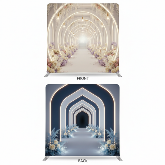Luminous Midnight double-sided pillowcover backdrop by True Backdrops, showcasing a dark, glowing design on both sides.