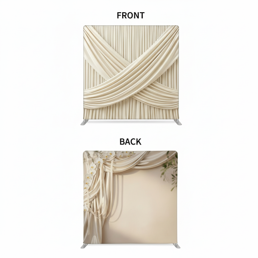 Ivory silk double-sided pillowcover backdrop by True Backdrops, showing smooth, shiny fabric with elegant double-sided design.
