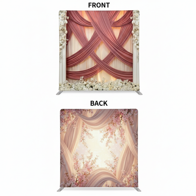 Blushing Ethereal double-sided pillowcover backdrop by True Backdrops featuring soft pink and airy fabric textures.