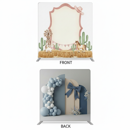 Sweetheart Denim Double-Sided Pillowcover Backdrop by True Backdrops, showing denim fabric on both sides with stitched edges.