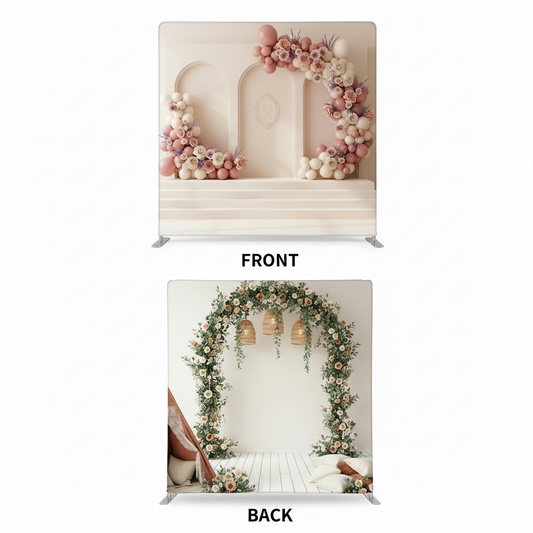 Petals Bohemian double-sided pillowcover backdrop by True Backdrops with floral patterns on both sides, ideal for photography backgrounds.