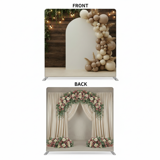 Toasted Champagne double-sided pillowcover backdrop by True Backdrops, featuring elegant champagne tones on both sides.
