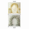 Gilded Everlasting Double-Sided Pillowcover Backdrop by True Backdrops, showing intricate gold designs on both sides.