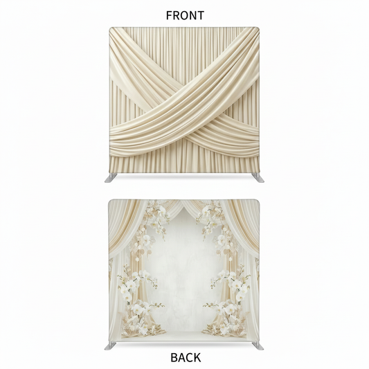 Ivory silk double-sided pillowcover backdrop with smooth, luxurious fabric, perfect for photography backgrounds or decorative displays.