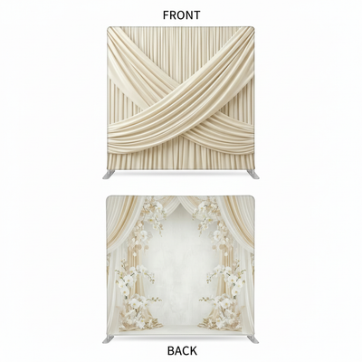 Ivory silk double-sided pillowcover backdrop with smooth, luxurious fabric, perfect for photography backgrounds or decorative displays.